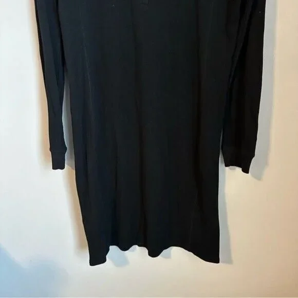 Lauren Ralph Lauren Black Thermal Waffle Knit Long Sleeves Shirt Dress Size XL - Picture 4 of 9